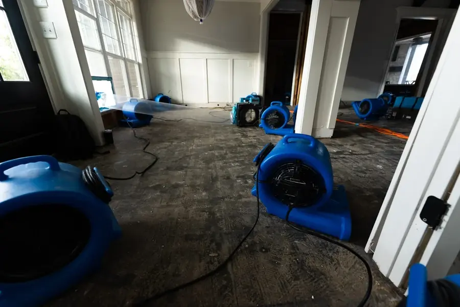 Drying a torn-out subfloor after extraction in a Bronx, NY building